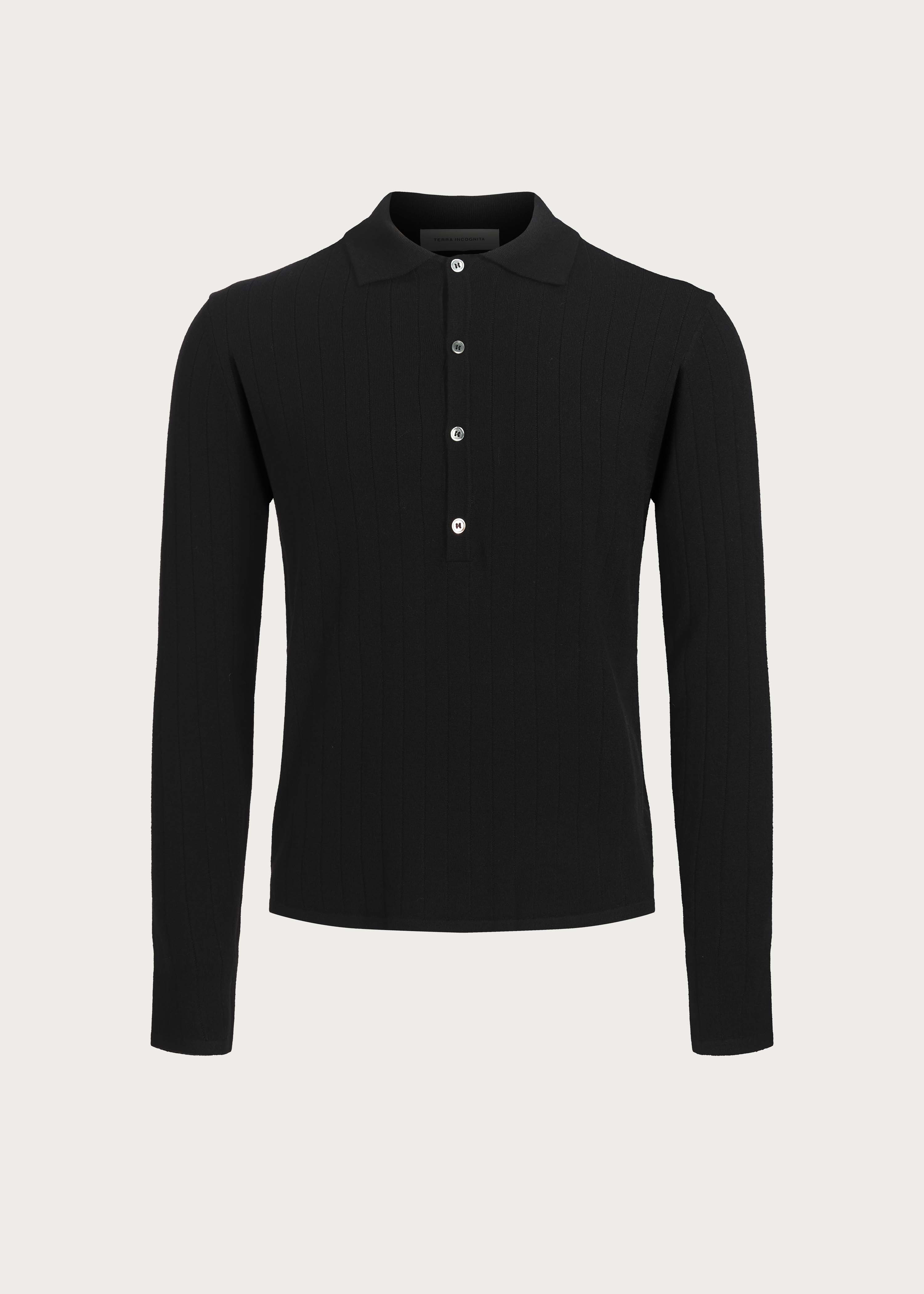 Quiet Luxury Long-Sleeve Half-Placket Knitted Polo Shirt
