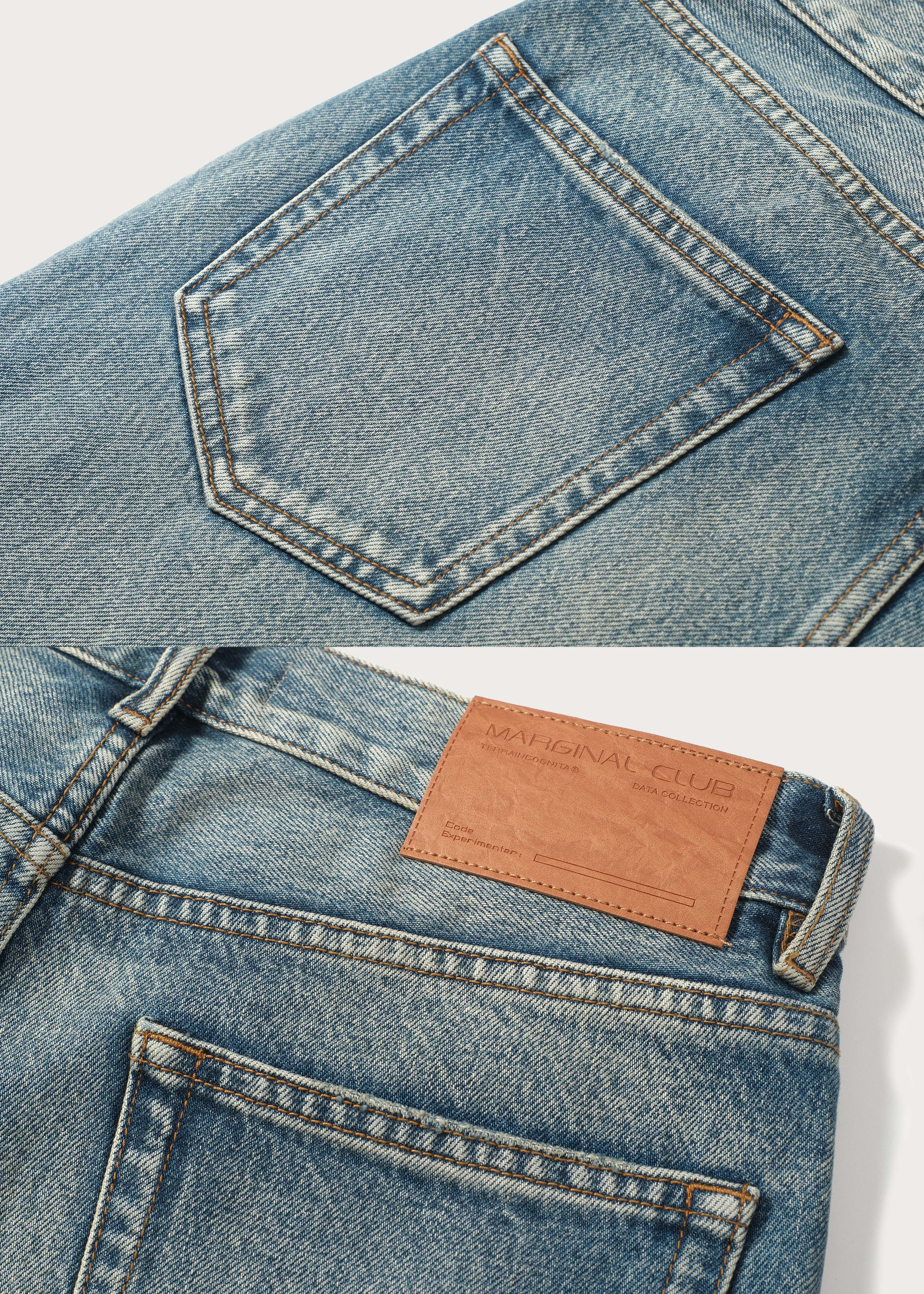 Retro Blue Light-Wash Flared Jeans with Frayed Whiskering and Distressed Finish - Image 6