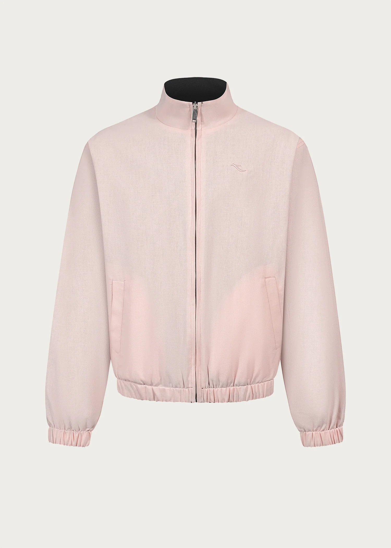 Black/Pink Reversible Color-block Linen-Blend High-Neck Jacket - Image 2