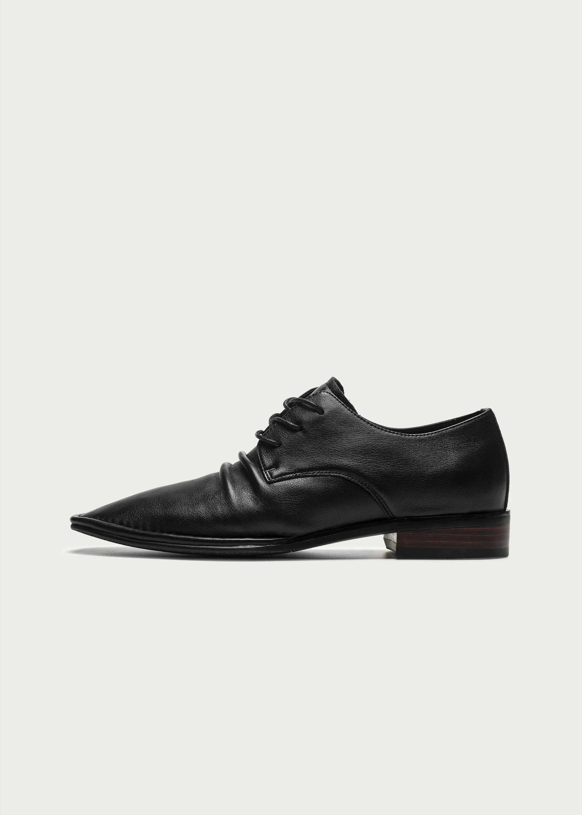 Ruched Wood-Grain Derby Shoes - Image 3