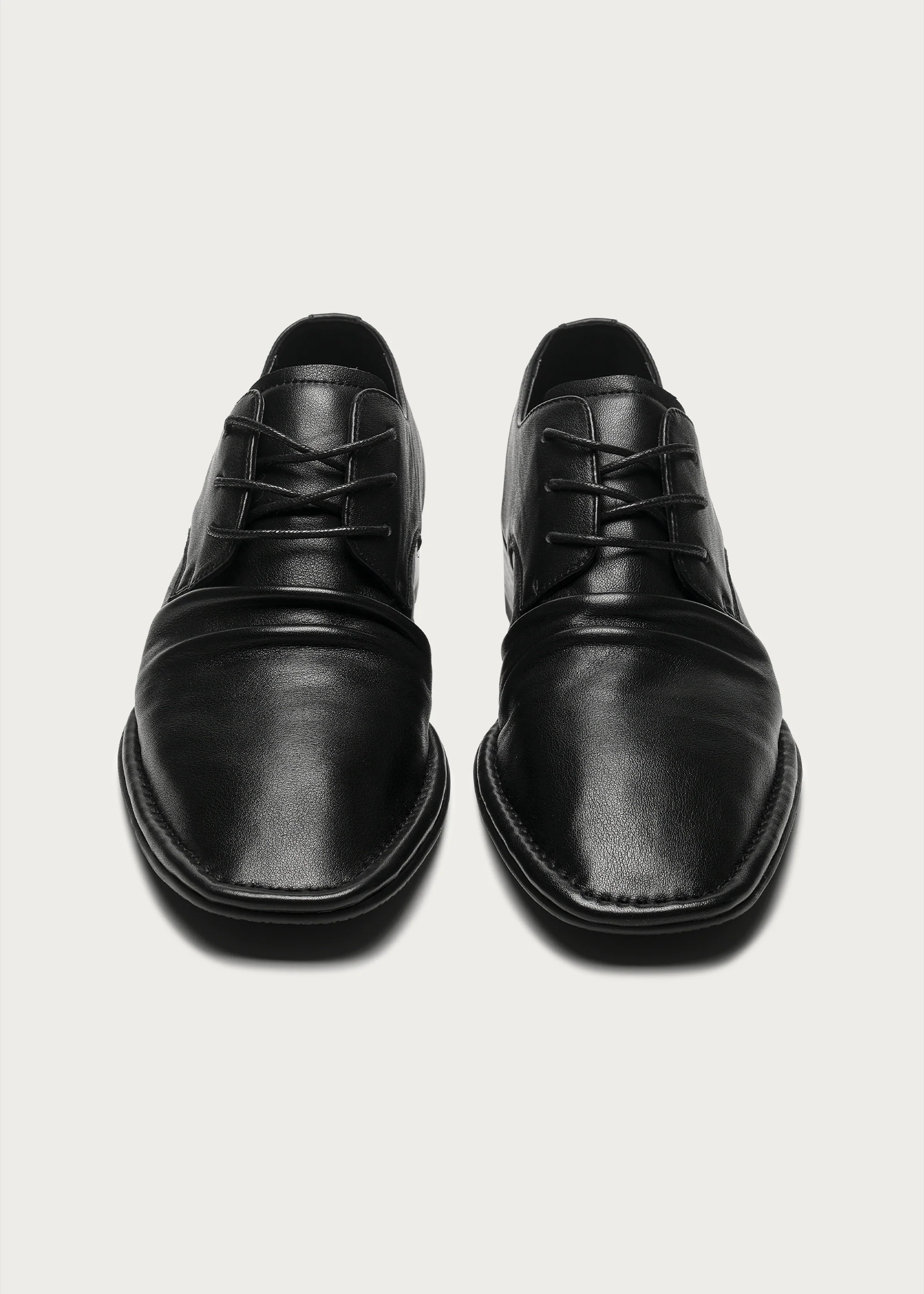 Ruched Wood-Grain Derby Shoes - Image 5