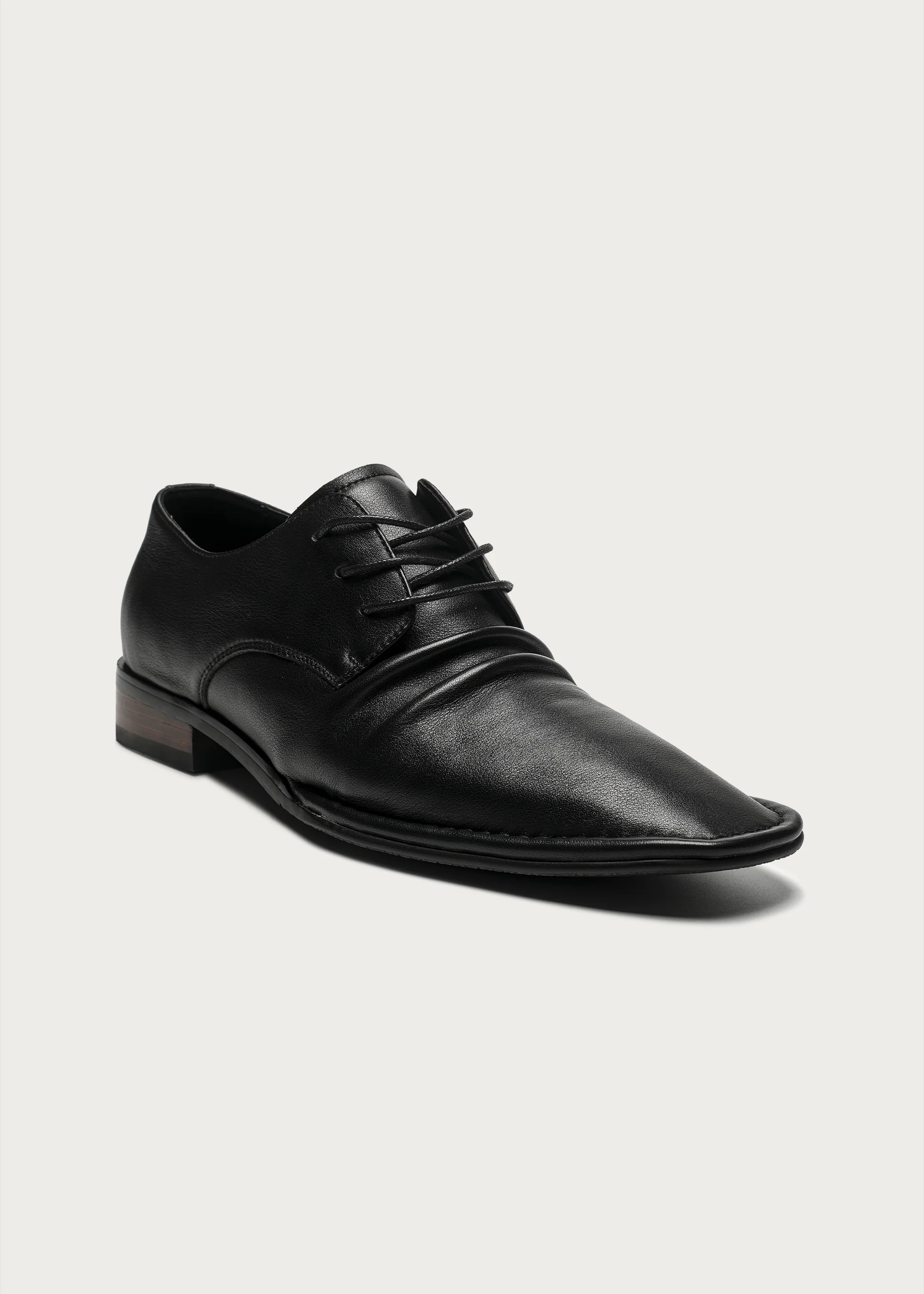 Ruched Wood-Grain Derby Shoes - Image 6