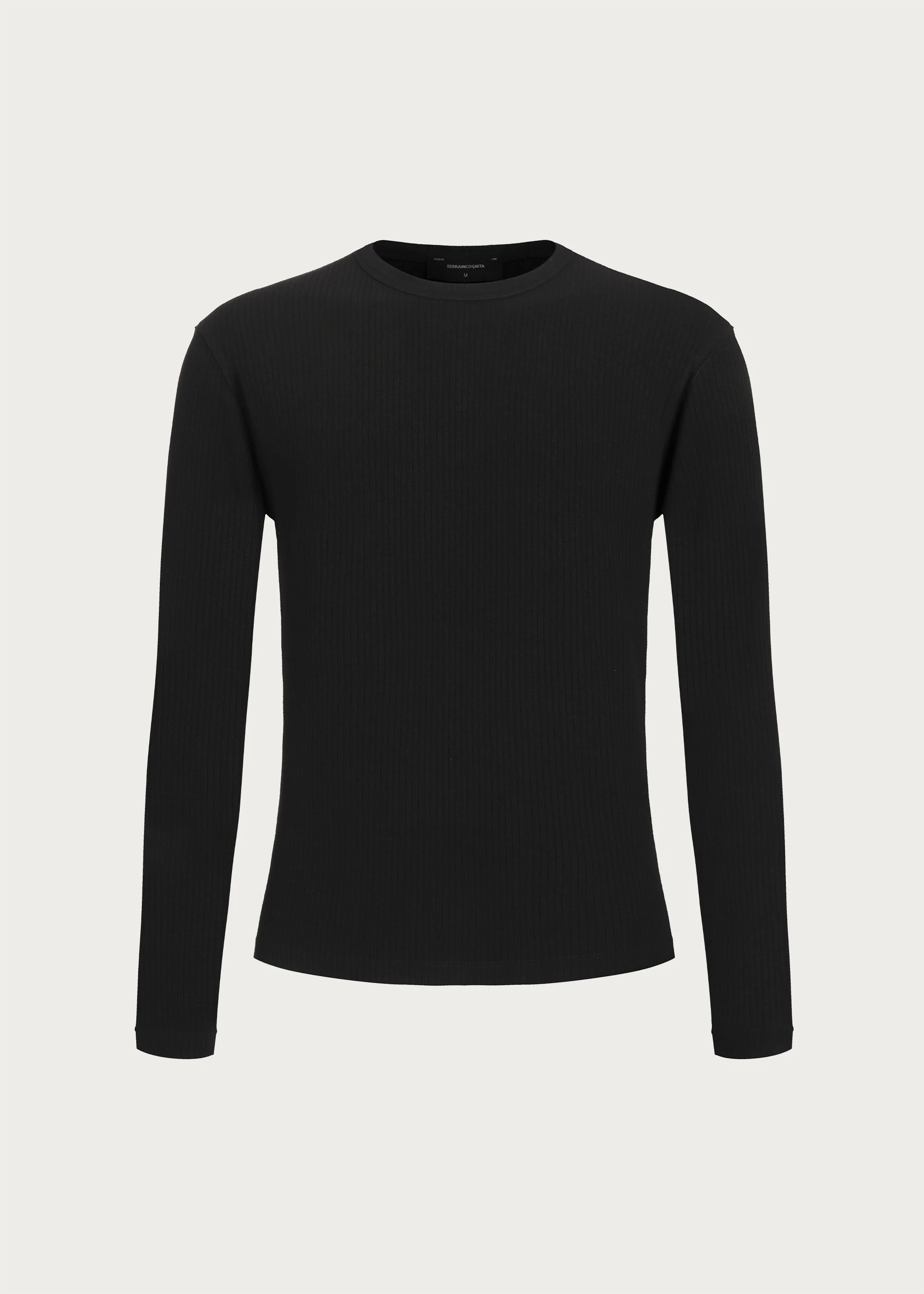 Stretchy Crew-Neck Long-Sleeve Base Layer T-Shirt Black