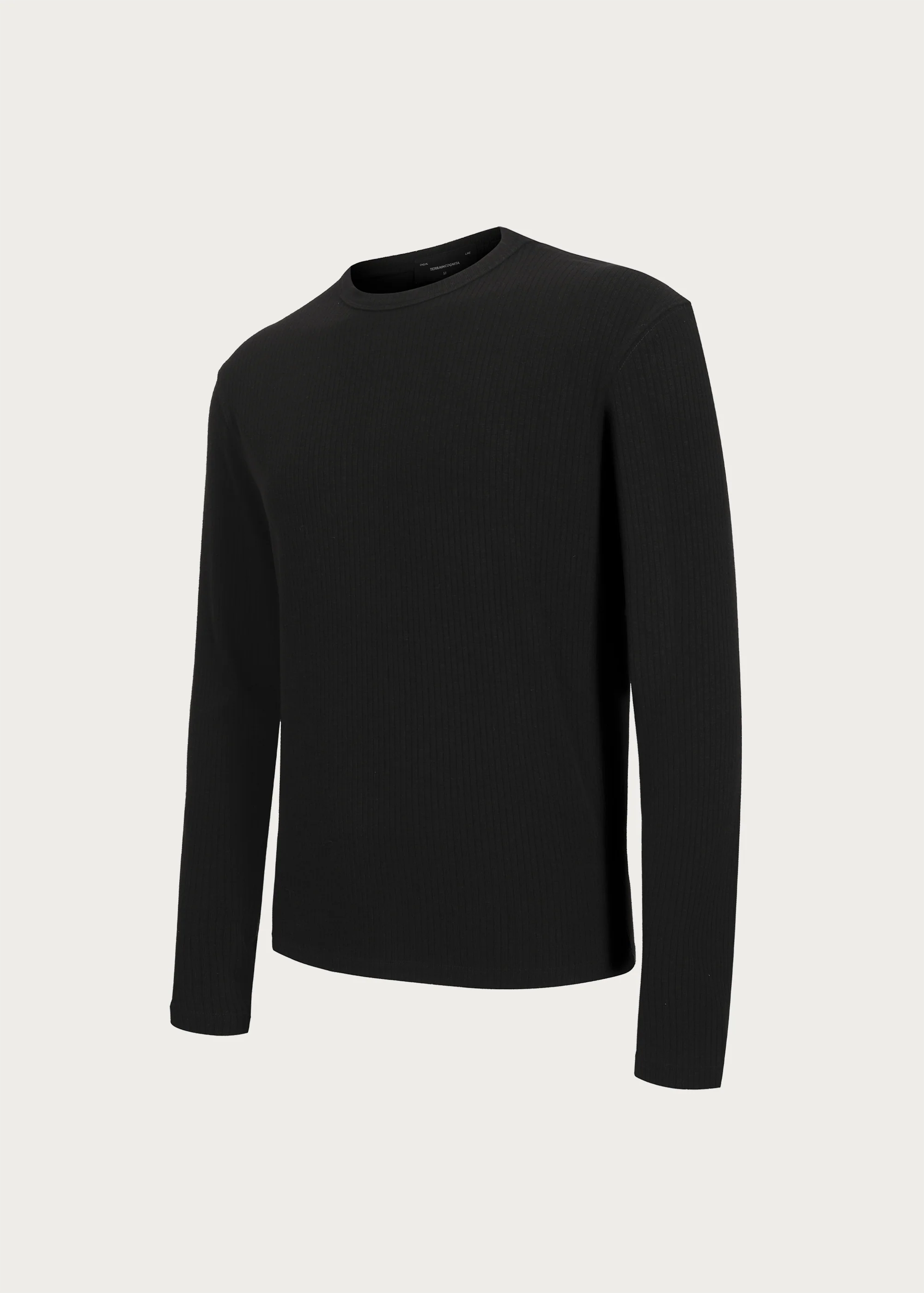 Stretchy Crew-Neck Long-Sleeve Base Layer T-Shirt Black - Image 3