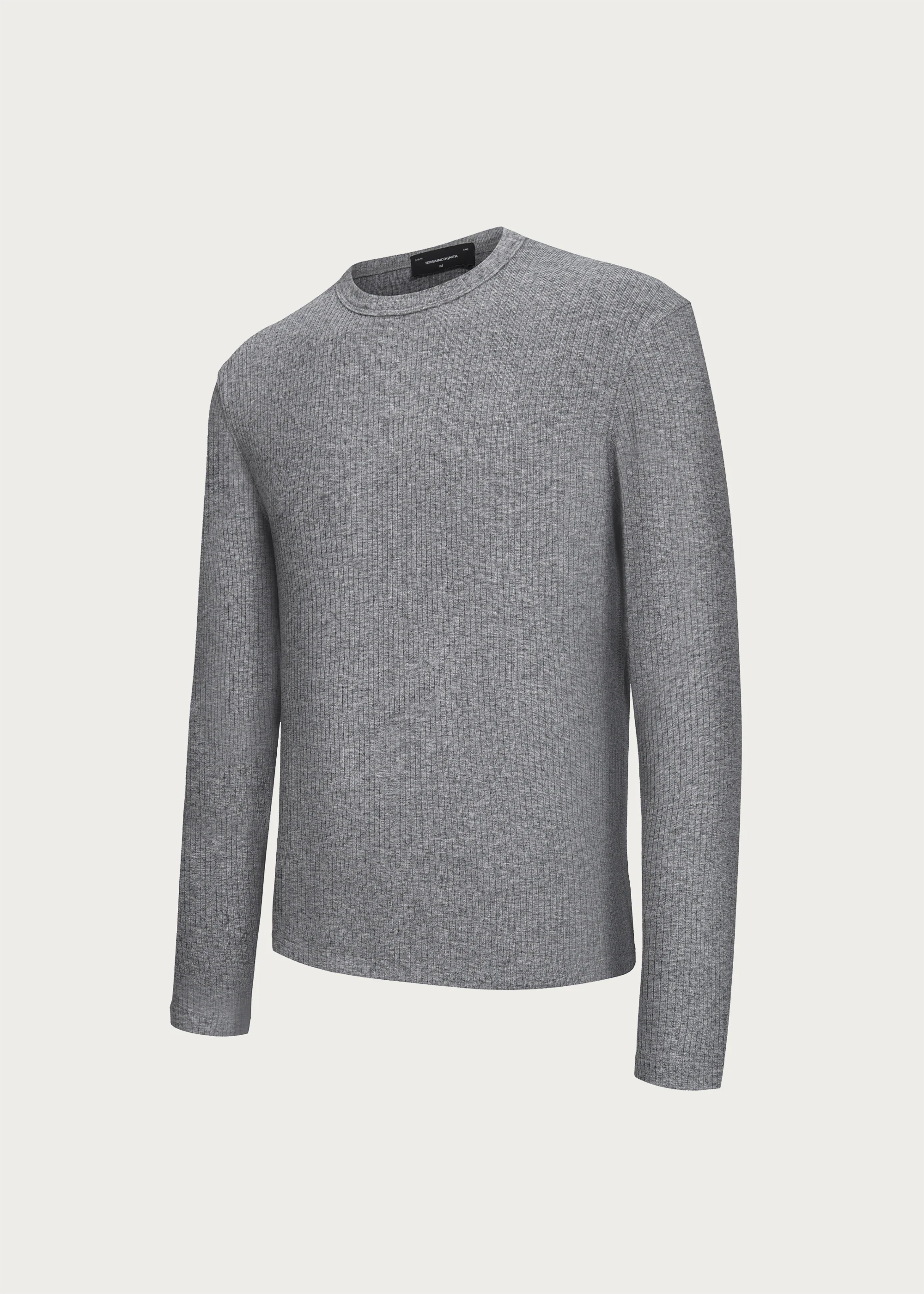 Stretchy Crew-Neck Long-Sleeve Base Layer T-Shirt Grey - Image 5
