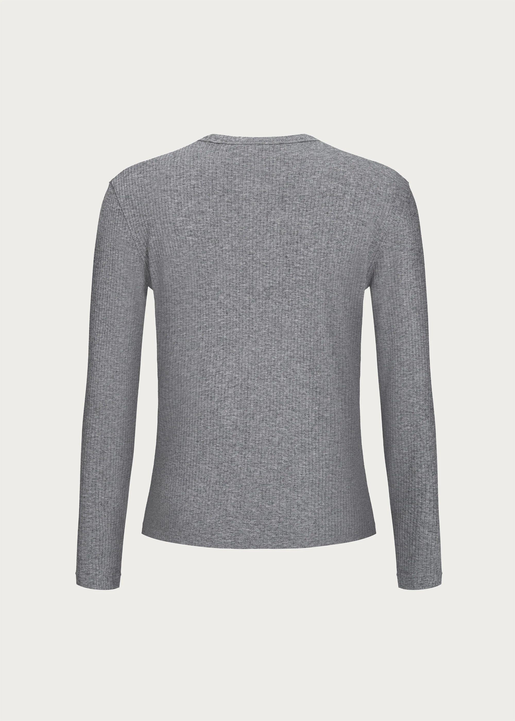 Stretchy Crew-Neck Long-Sleeve Base Layer T-Shirt Grey - Image 6