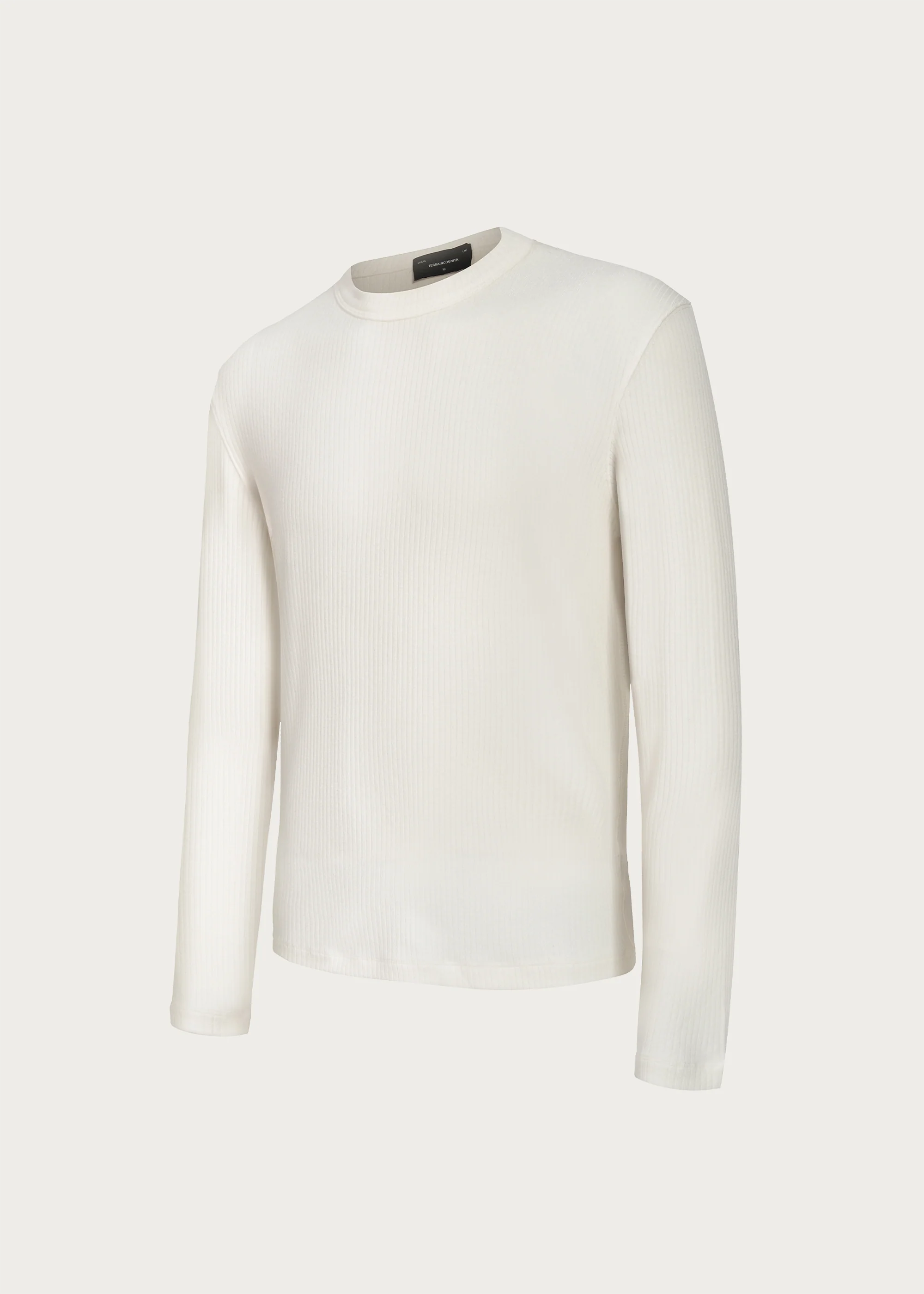 Stretchy Crew-Neck Long-Sleeve Base Layer T-Shirt White - Image 3