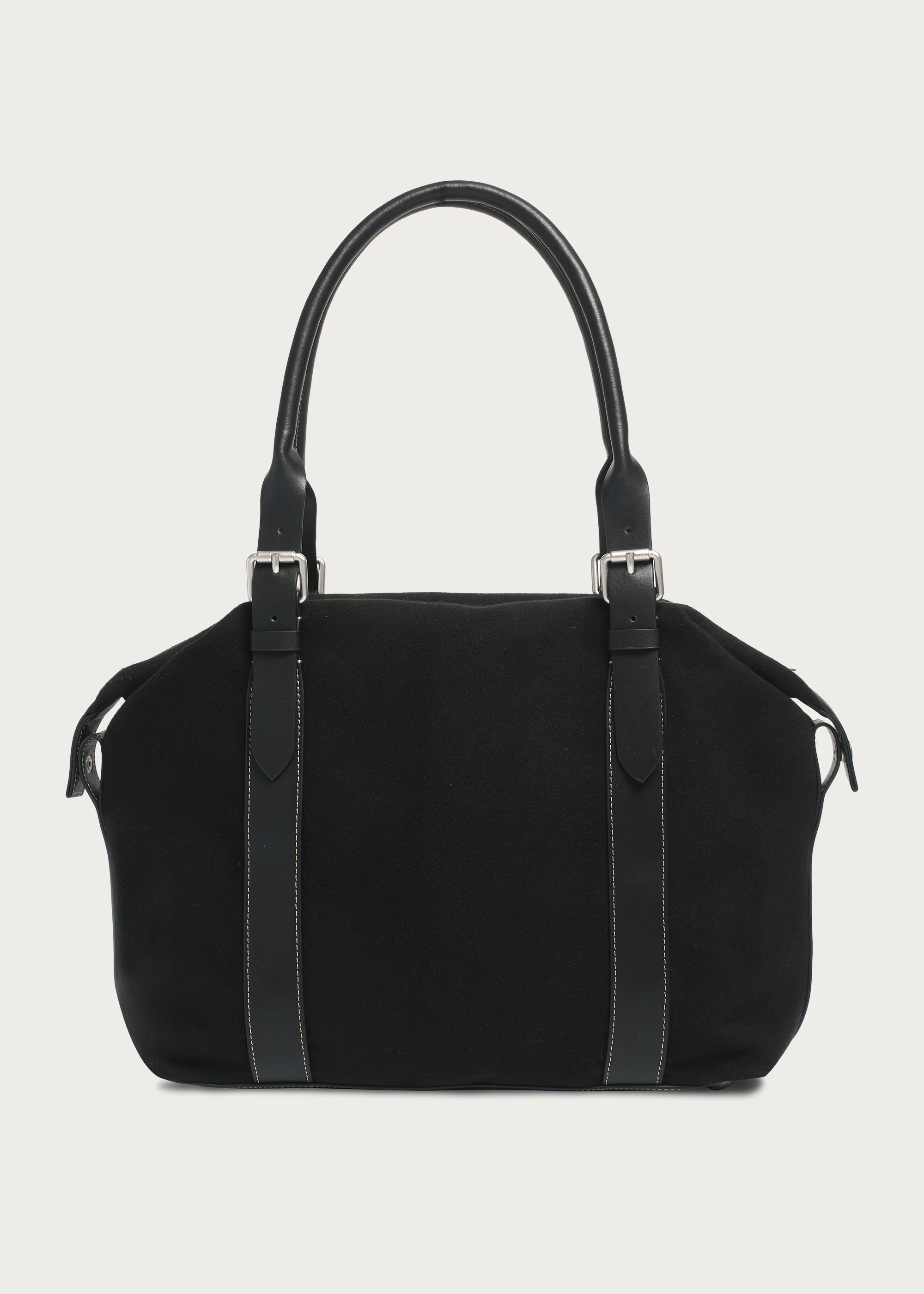 Suede and Leather Patchwork Shoulder/Crossbody Bag - Image 4