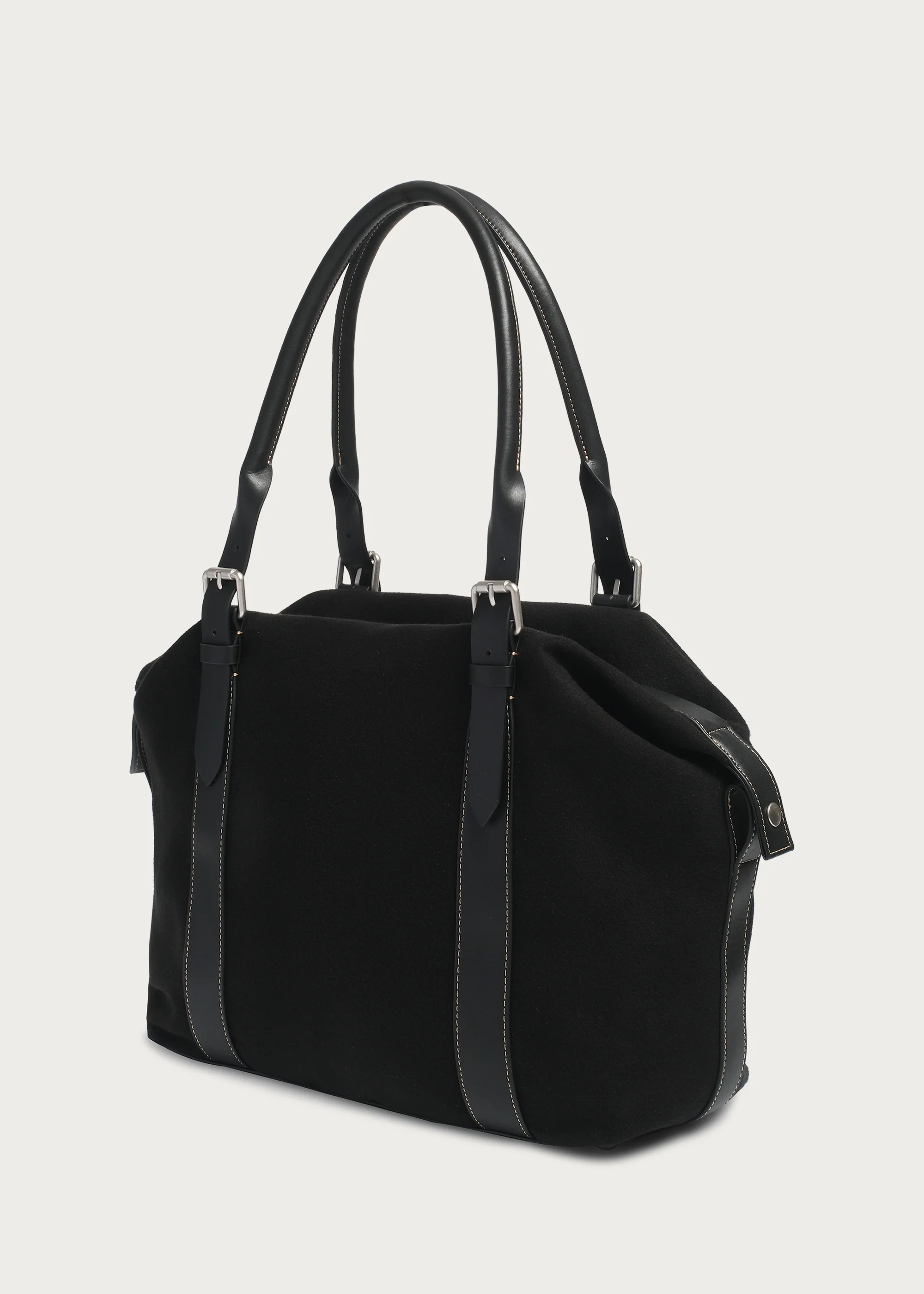 Suede and Leather Patchwork Shoulder/Crossbody Bag - Image 5