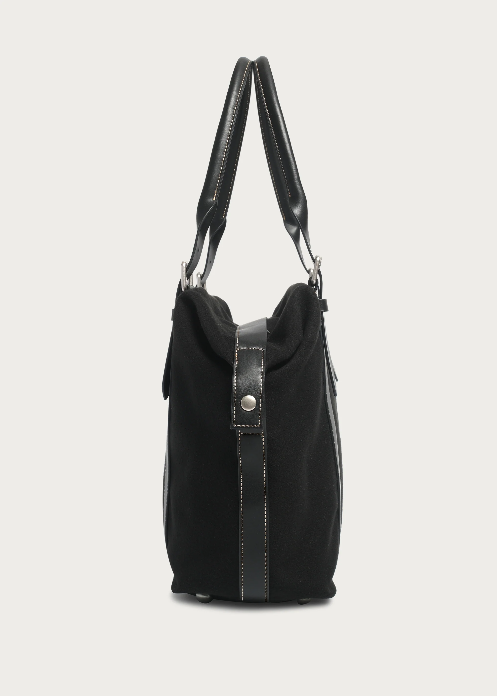 Suede and Leather Patchwork Shoulder/Crossbody Bag - Image 6