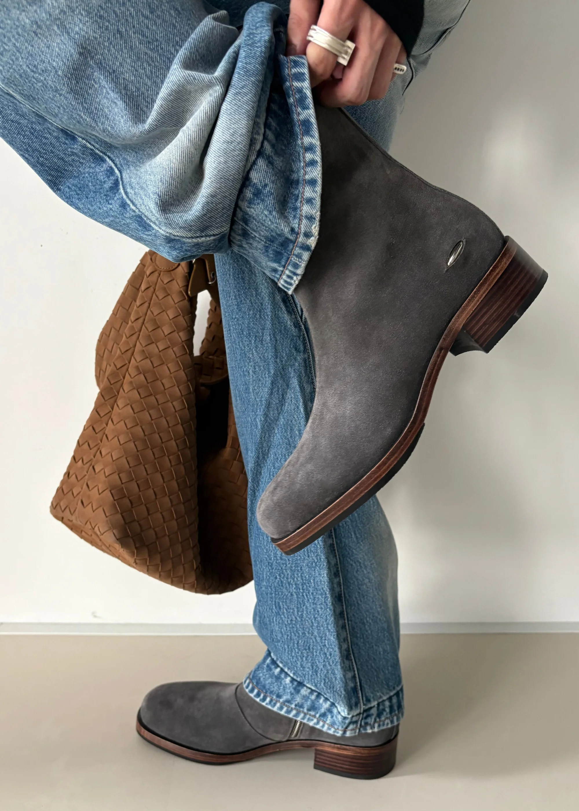 Suede Ankle Boots Grey - Image 3