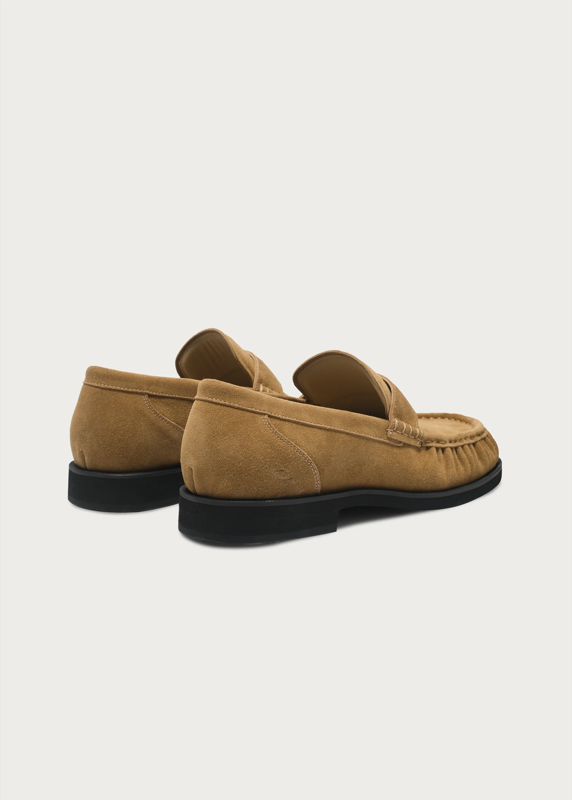 Suede Round-Toe Vintage Loafers Brown Khaki - Image 10