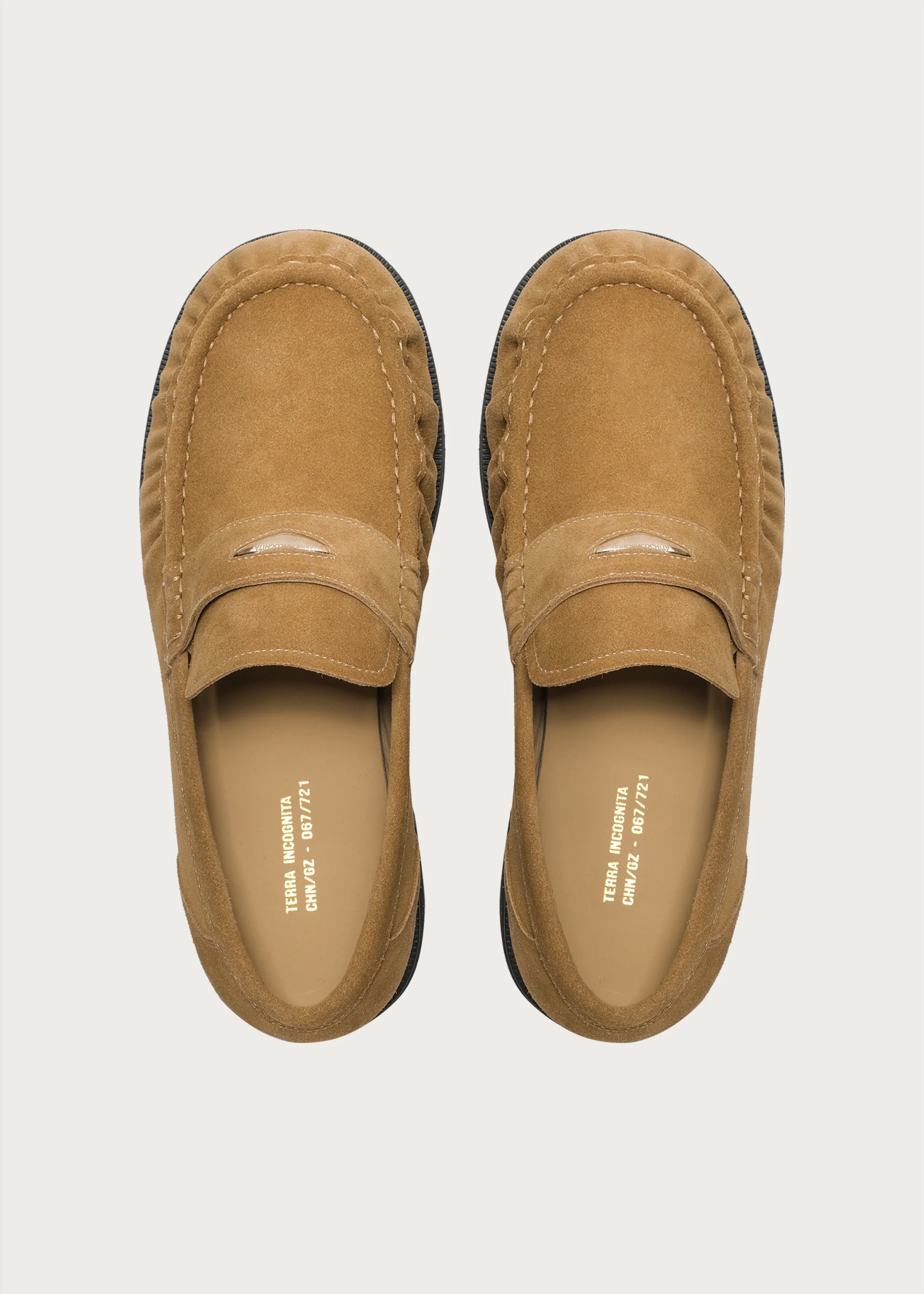 Suede Round-Toe Vintage Loafers Brown Khaki - Image 5