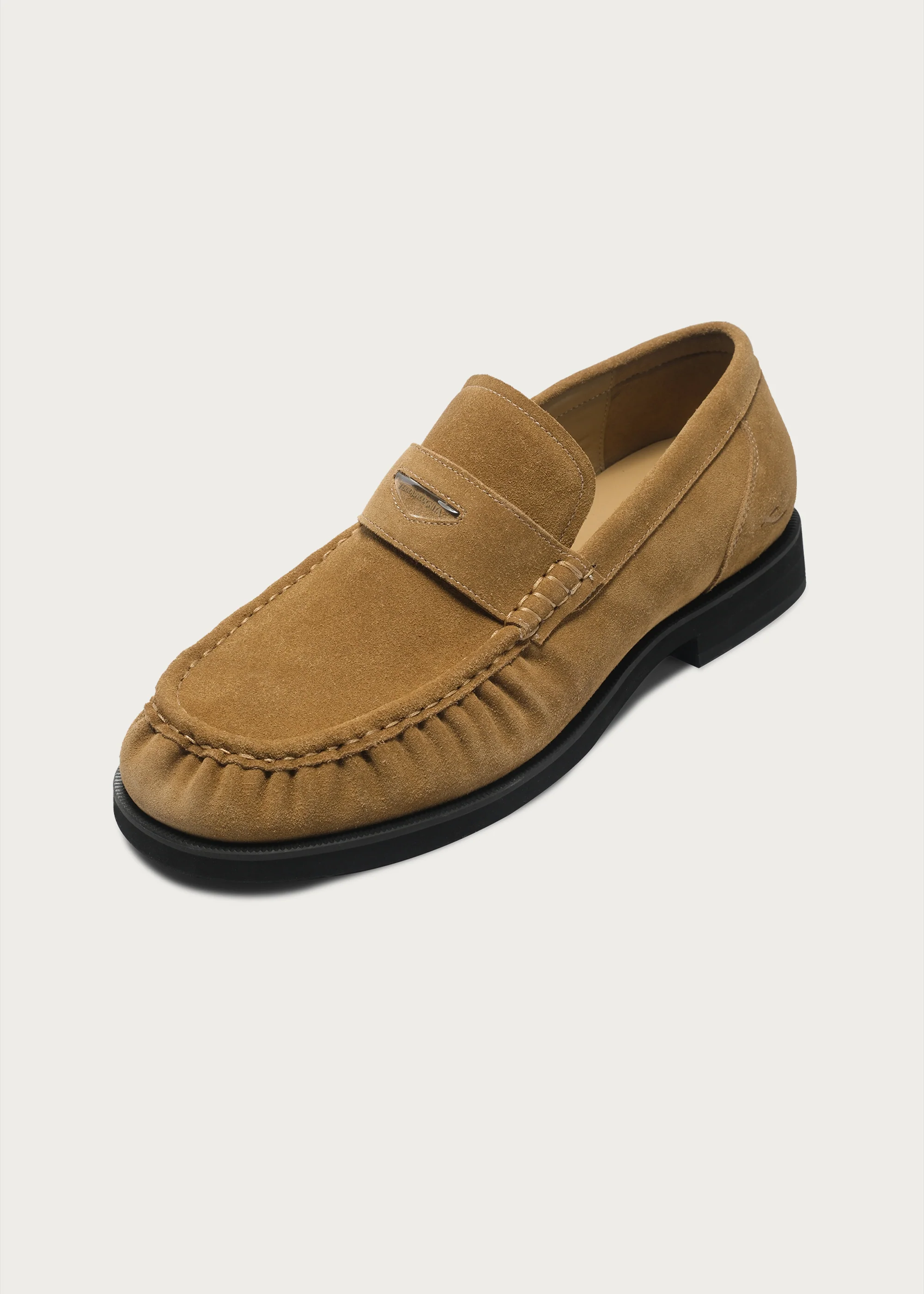 Suede Round-Toe Vintage Loafers Brown Khaki - Image 6
