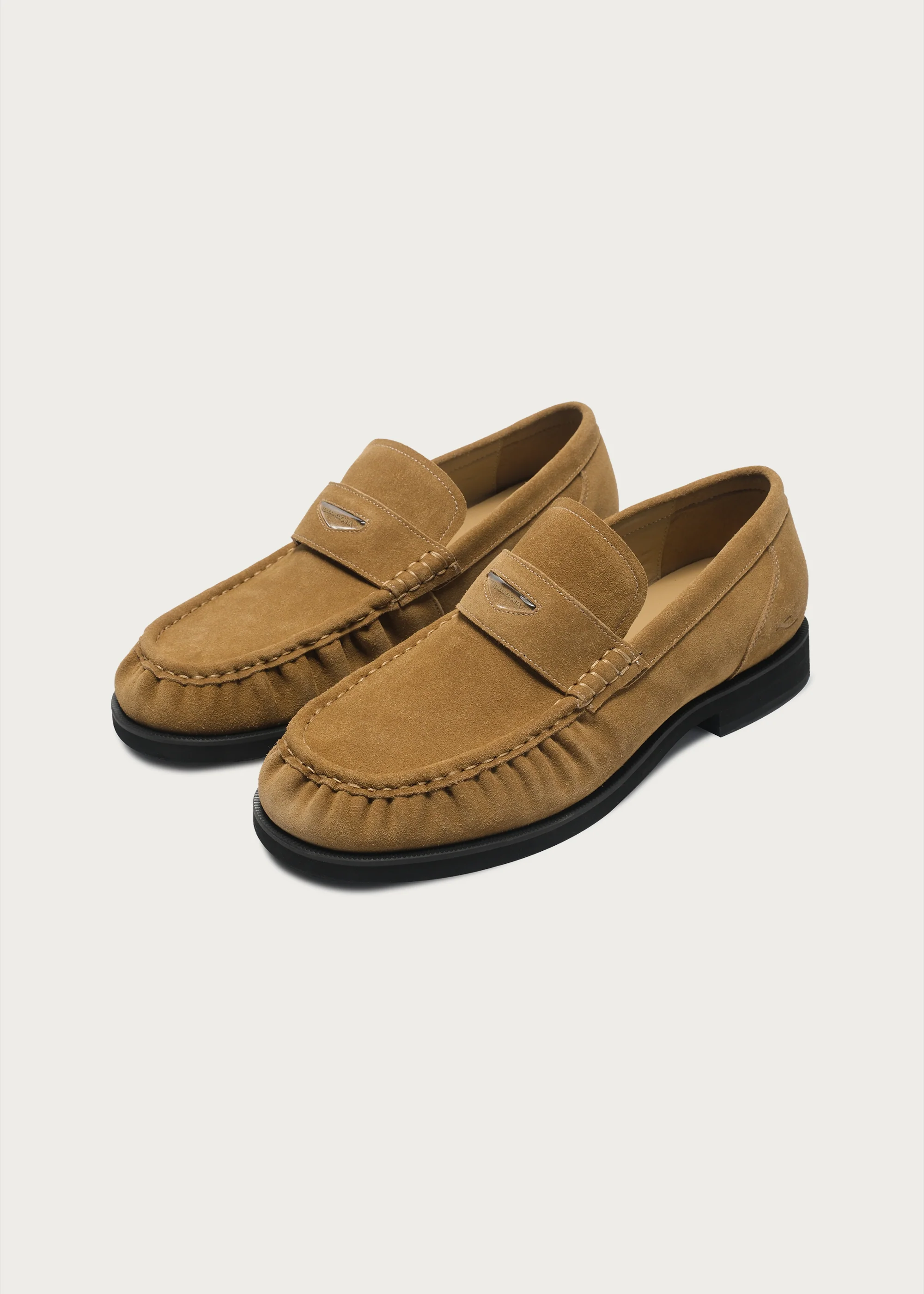 Suede Round-Toe Vintage Loafers Brown Khaki - Image 7