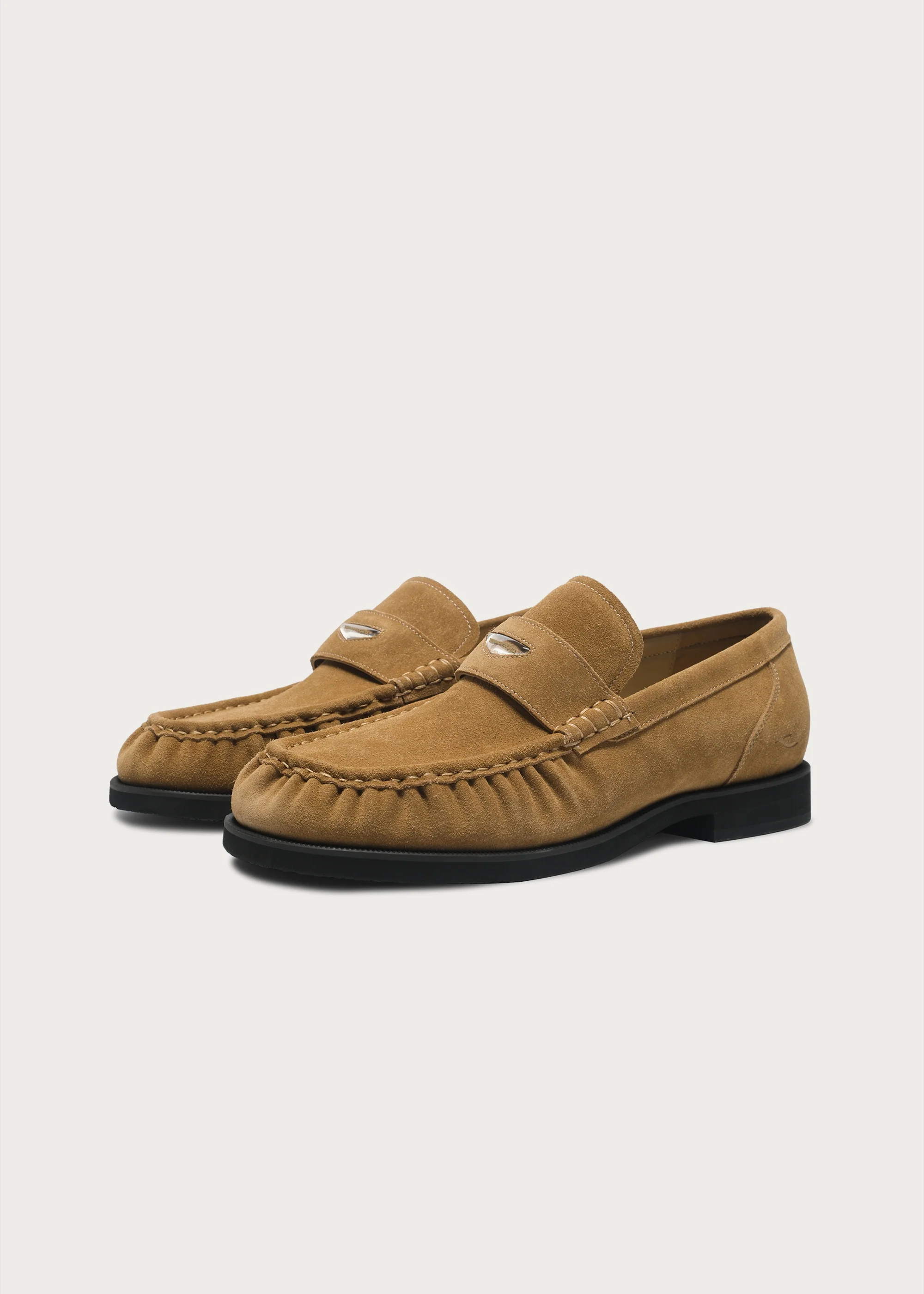 Suede Round-Toe Vintage Loafers Brown Khaki - Image 9