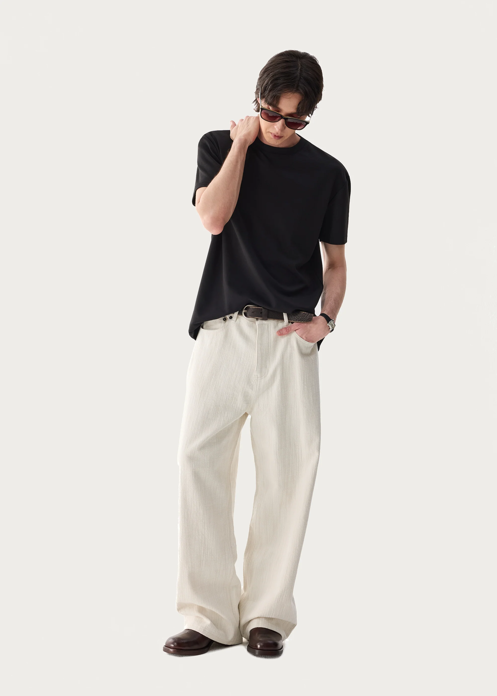 Textured Wool-Blend Casual Trousers - Image 2