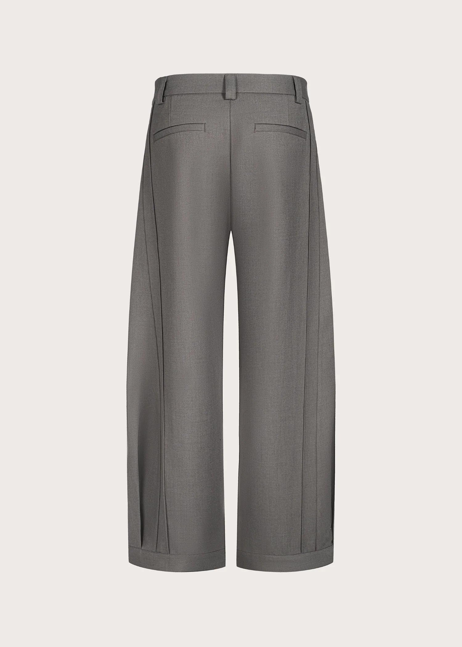 Three-dimensional quilted pleated design silhouette trousers Grey brown - Image 3