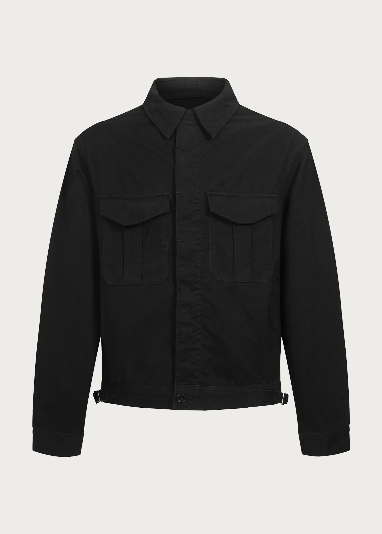 Twill washed denim jacket Black