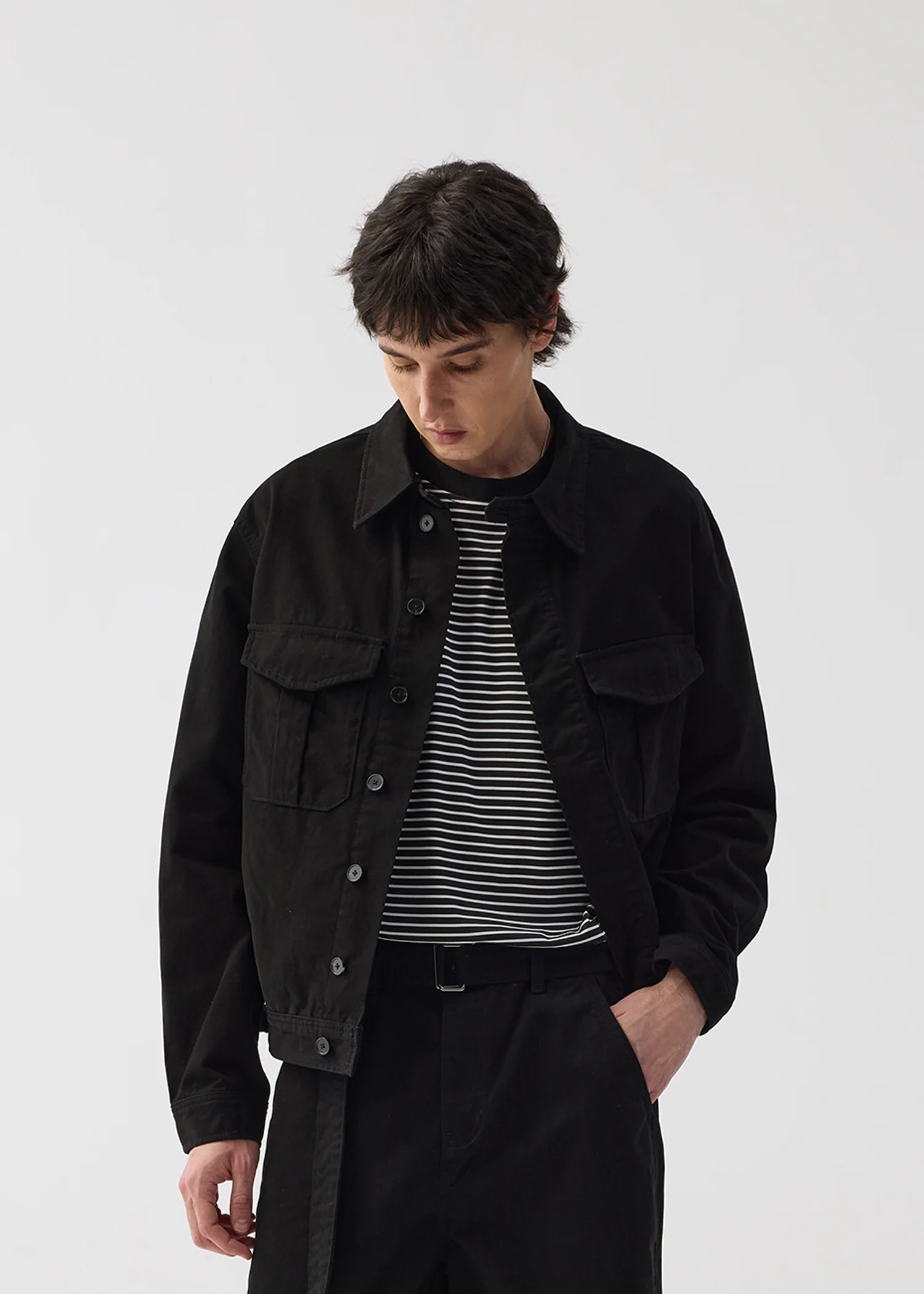 Twill washed denim jacket Black - Image 3