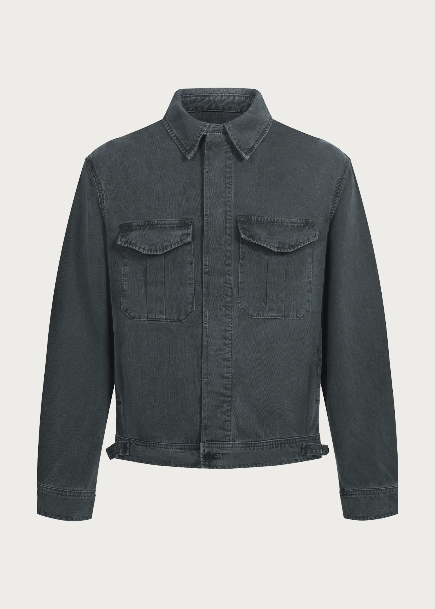 Twill washed denim jacket Gray green