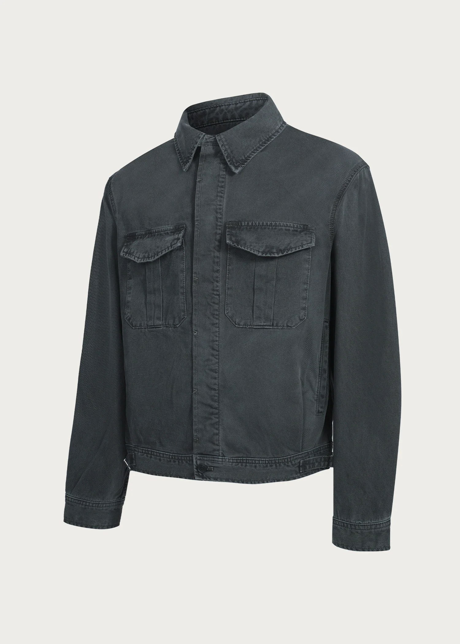 Twill washed denim jacket Gray green - Image 4