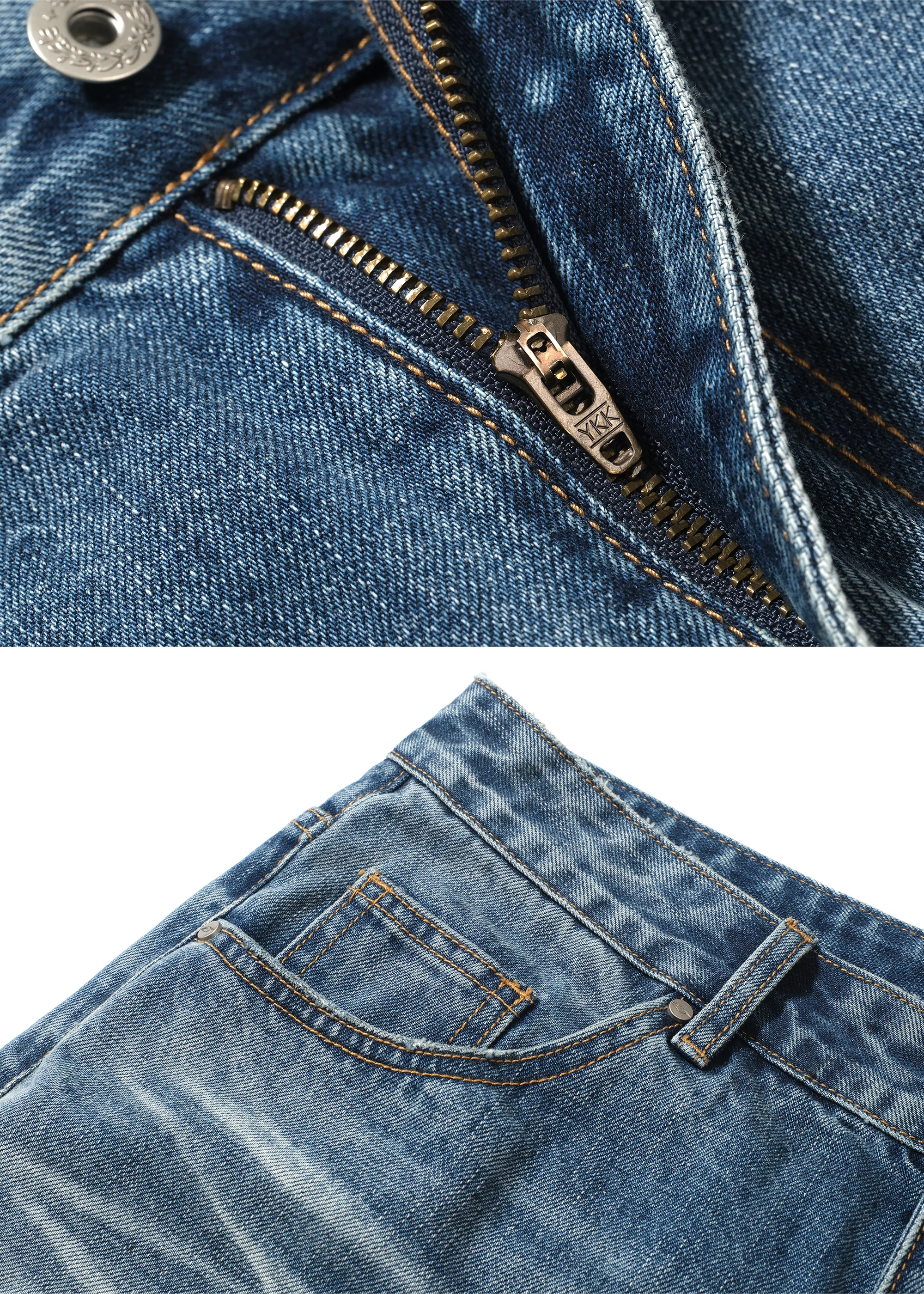 Washed Ice-Blue Straight-Leg Jeans with Whiskering - Image 4