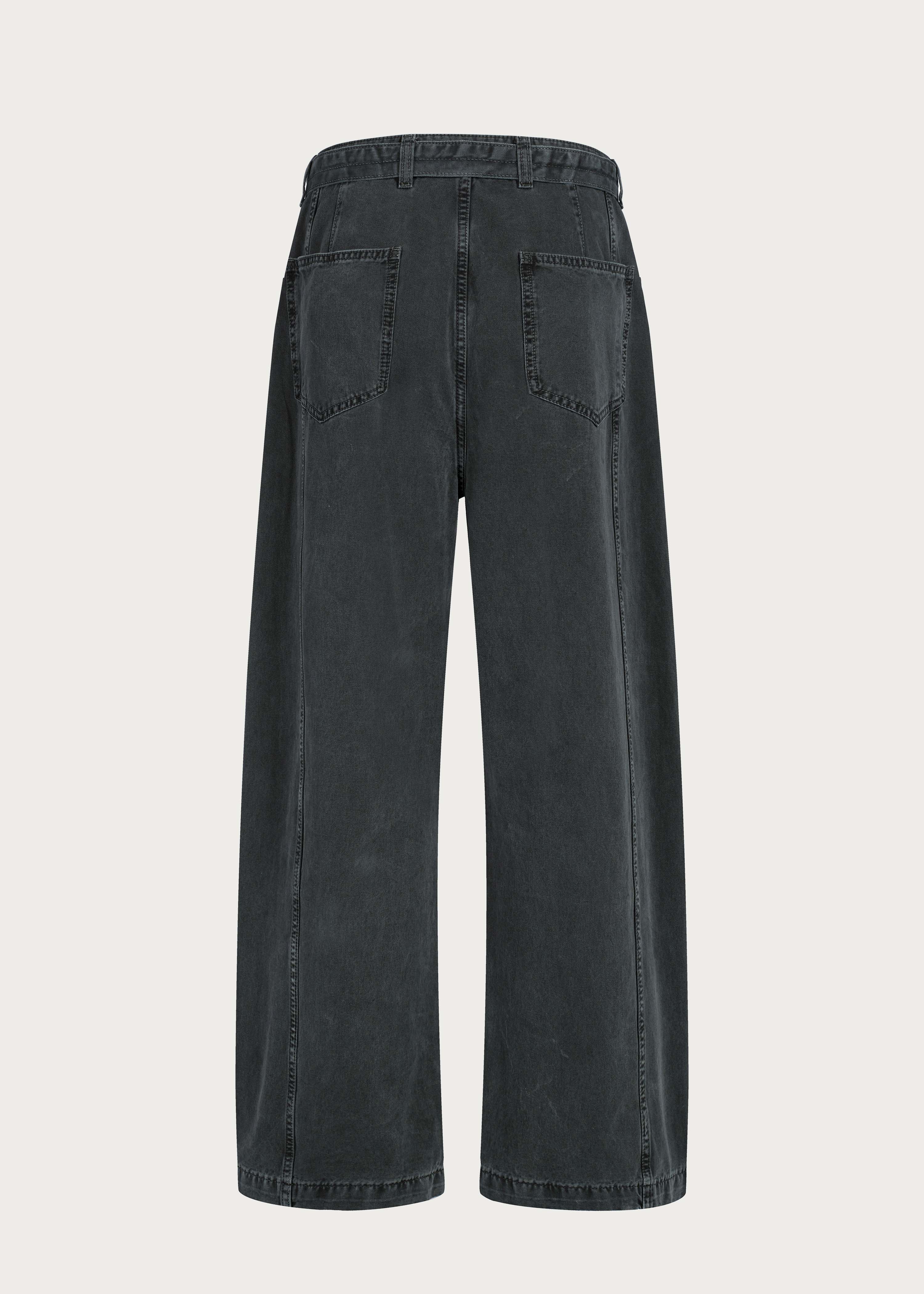 Washed Twill Denim Jeans with Belt Dark green - Image 4