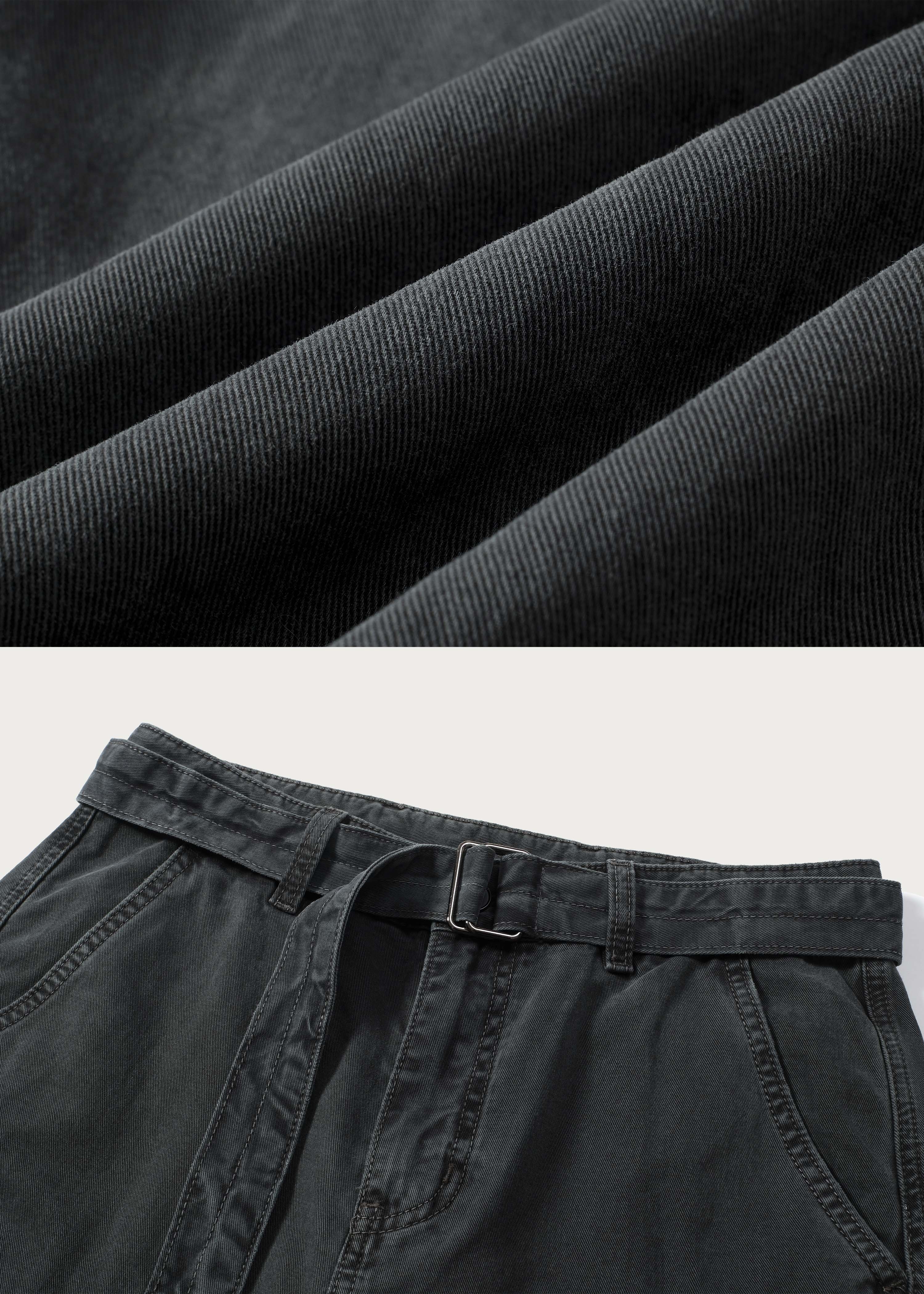 Washed Twill Denim Jeans with Belt Dark green - Image 5