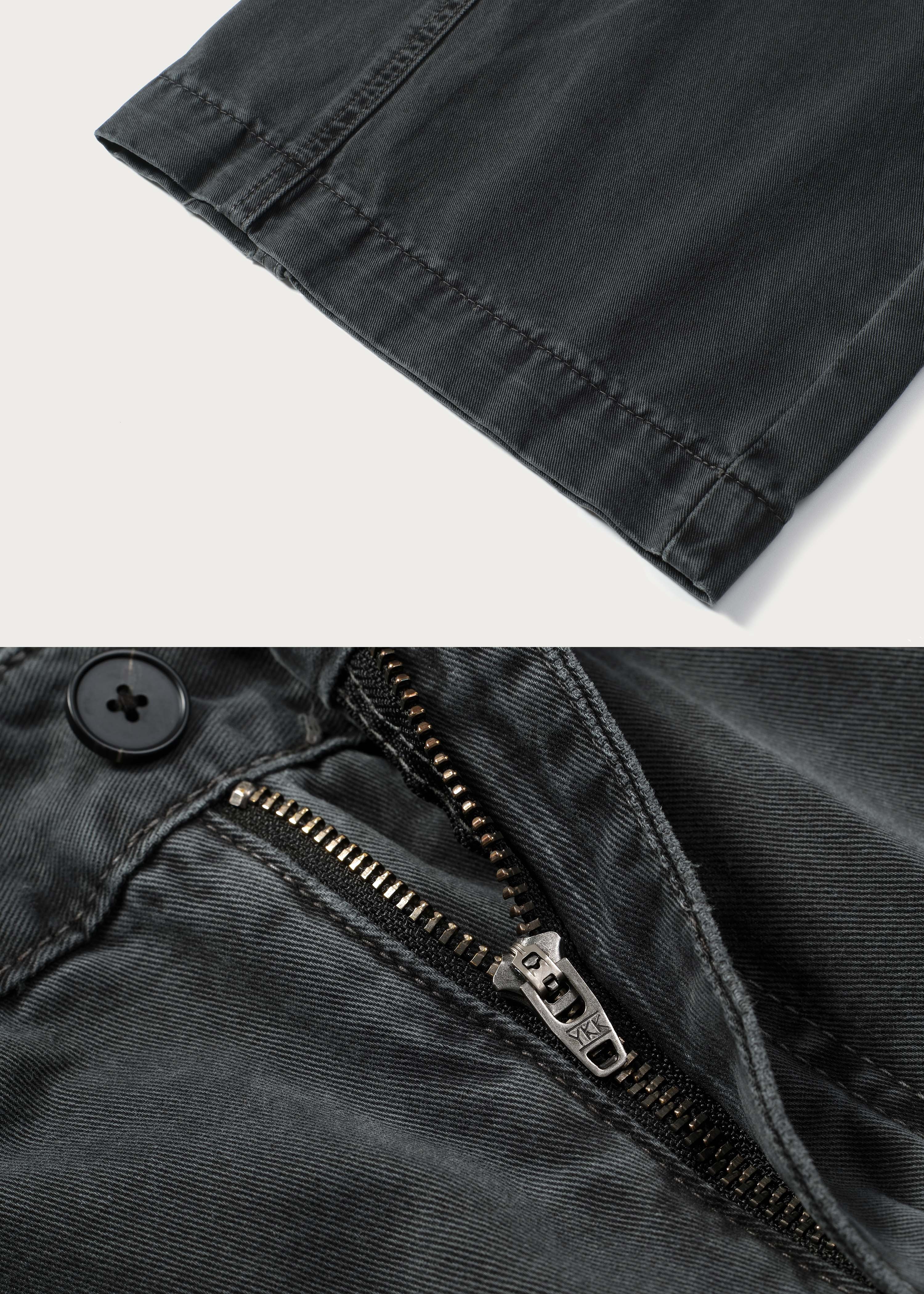 Washed Twill Denim Jeans with Belt Dark green - Image 6