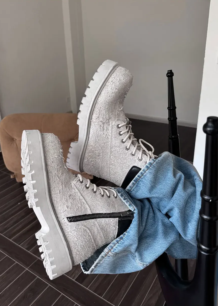 Workwear Suede leather boots Cloud gray - Image 2